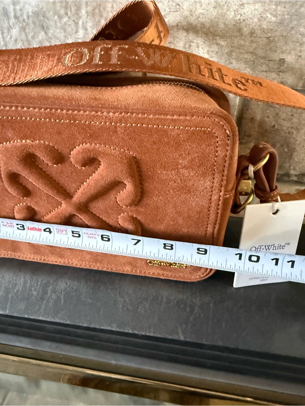 Off-White VIRAL Suede Crossbody Bag in Rust Brown - Picture 2 of 8
